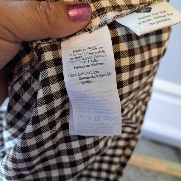 Madewell Flannel Tie-Front Shirt In Gingham Check Brown Size Small Womens Button - Picture 8 of 8